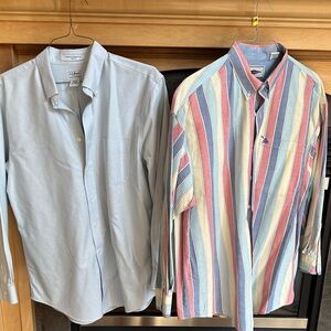 Mens L.L. Bean Light Blue and Arizona Striped work Shirts XL EUC! pressed